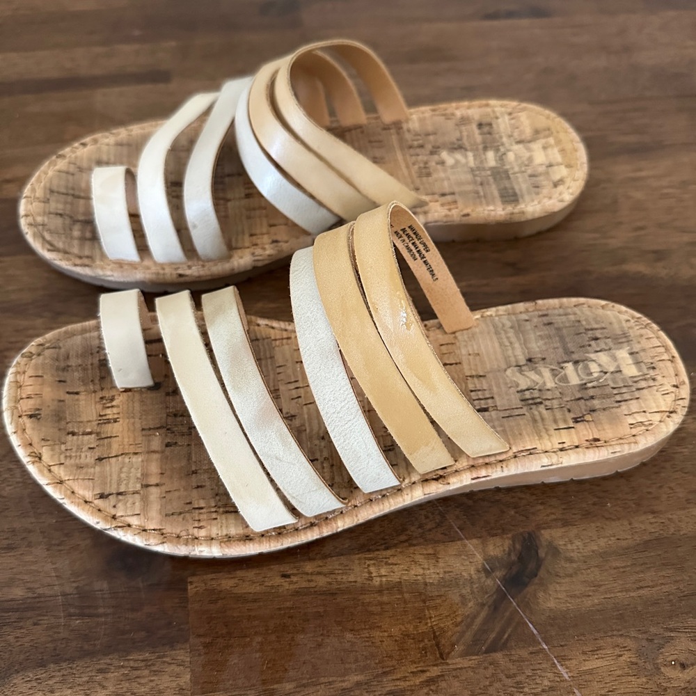 Beige and Cream Strappy Sandals